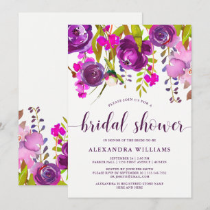 Pretty Purple Flowers   Bridal Shower Invitation