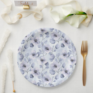 Pretty Purple Flowers Bridal Shower Paper Plate