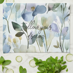 Pretty Purple Flowers Bridal Shower Tea Towel