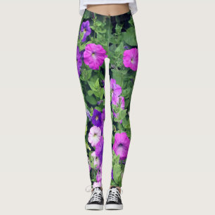 Pretty Purple Flowers Garden Spring Colourful Leggings