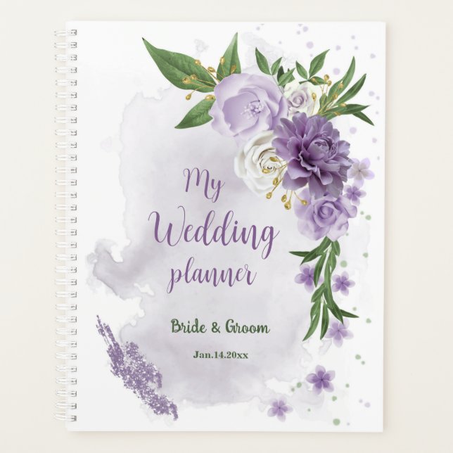 Pretty purple flowers greenery planner (Front)