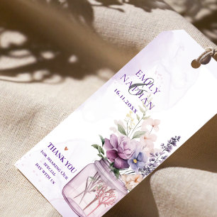 Pretty Purple Flowers in Mason Jar Floral Wedding Gift Tags