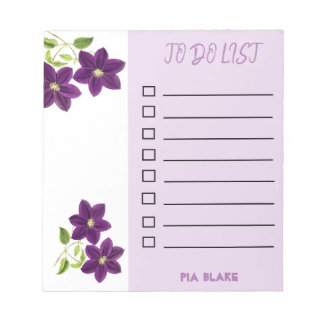 Pretty Purple Flowers Lined To Do List Notepad
