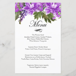 Pretty Purple Flowers - Menu