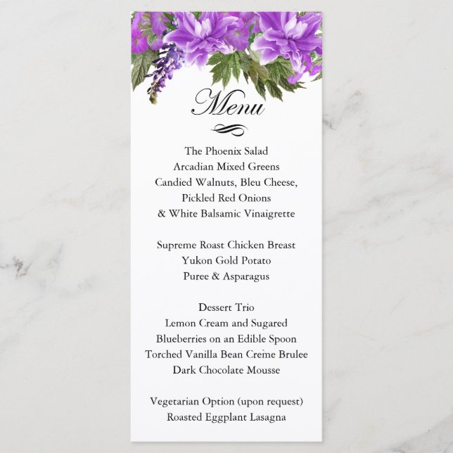 Pretty Purple Flowers - Menu (Front)
