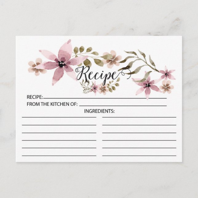 Pretty Purple Flowers Recipe Card (Front)
