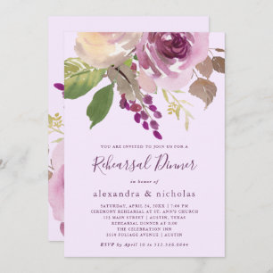 Pretty Purple Flowers   Rehearsal Dinner Invitation