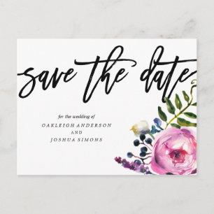 Pretty Purple Flowers Save the Date Postcard