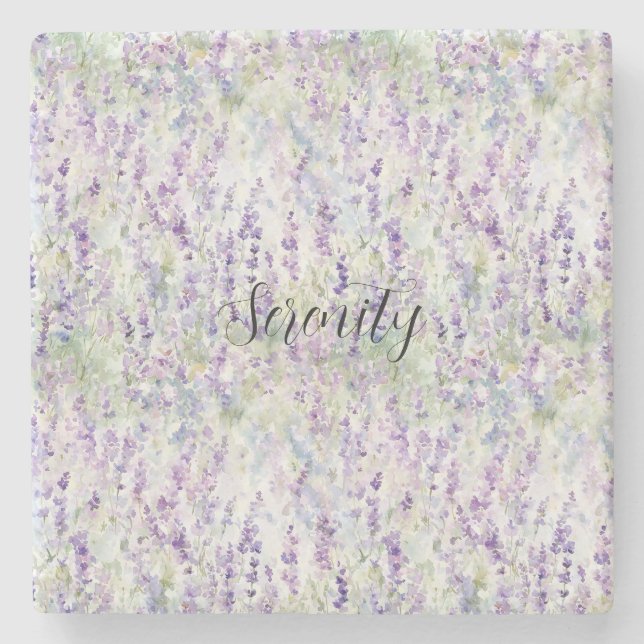 Pretty Purple Flowers Stone Coaster (Front)