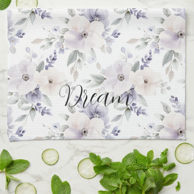 Pretty Purple Flowers   Tea Towel (Folded)