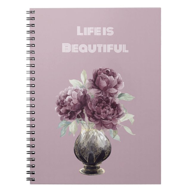 Pretty Purple Flowers Vase Notebook (Front)
