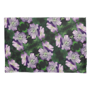 Pretty Purple Geranium Flower Pair Pattern Pillowcase