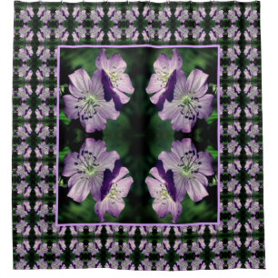 Pretty Purple Geranium Flower Pair Pattern    Shower Curtain