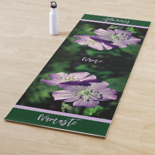 Pretty Purple Geranium Flower Pair Personalised Yoga Mat