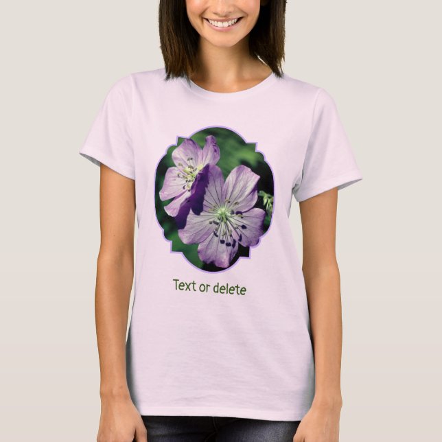 Pretty Purple Geranium Flower Pair Personalized T-Shirt (Front)