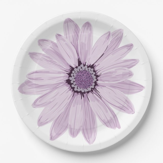 Pretty Purple Gerbera Paper Plate (Front)