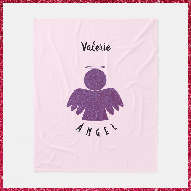 Pretty Purple Glitter Angel Fleece Blanket (Creator Uploaded)