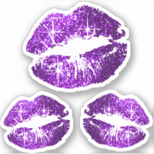 Pretty Purple Glitter Lips - Kiss-Cut