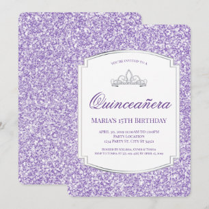 Pretty Purple Glitter Quinceañera Invitations
