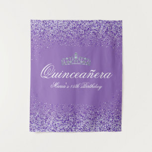 Pretty Purple Glitter Quinceanera Tapestry
