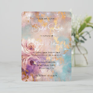 Pretty Purple Gold Aqua Blue Floral Bridal Shower