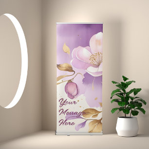 Pretty Purple Gold Floral Retractable Banner