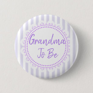Pretty Purple Grandma To Be Lacey Baby Shower 6 Cm Round Badge
