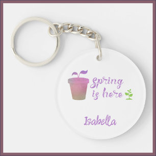 Pretty Purple & Green SPRING IS HERE  Keychain