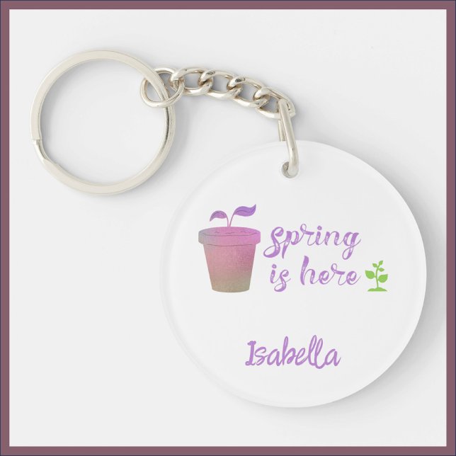 Pretty Purple & Green SPRING IS HERE  Keychain (Creator Uploaded)
