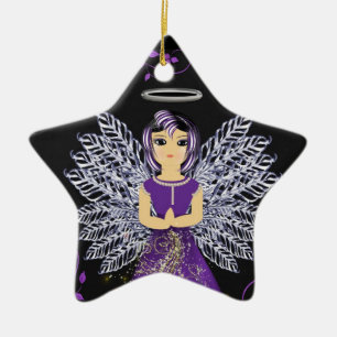 Pretty Purple Guardian Angel Ornament