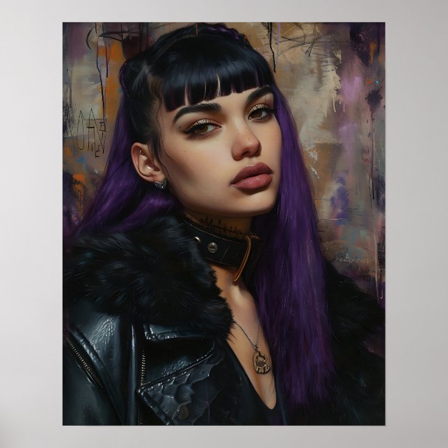 Pretty Purple Haired Girl Poster (Front)