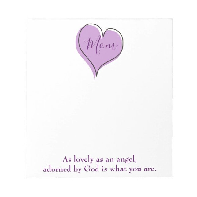 Pretty purple heart Mum Notepad (Front)