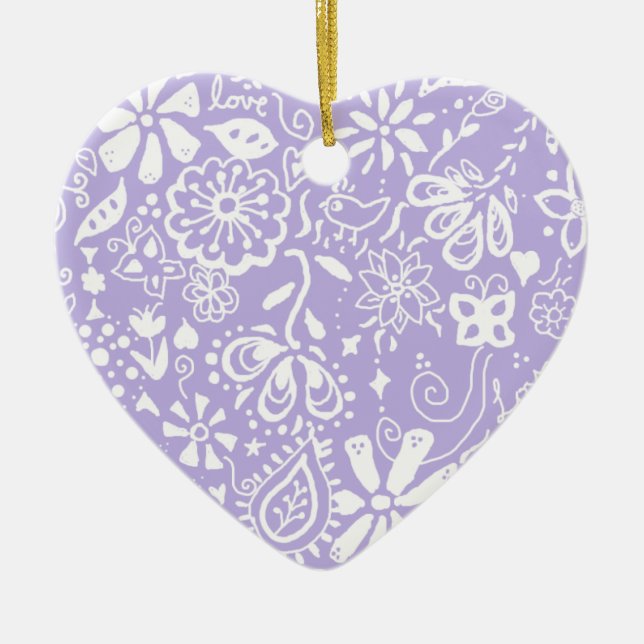 Pretty Purple Heart Ornament Decoration (Front)
