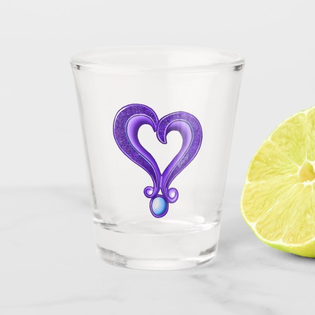 Pretty Purple Heart Shot Glass (Front)