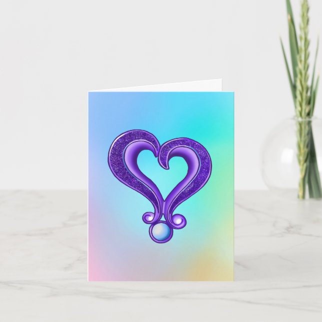 Pretty Purple Heart Thank You Card (Front)