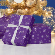 Pretty Purple Holiday Snowflake Wrapping Paper