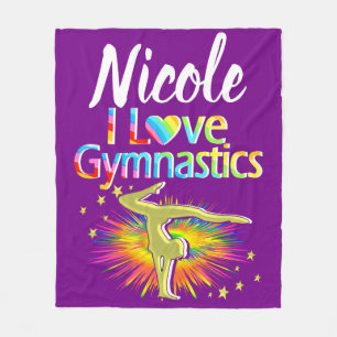 PRETTY PURPLE I LOVE GYMNASTICS DESIGN FLEECE BLANKET