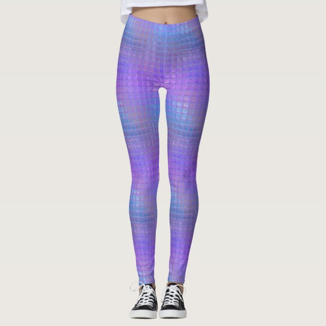 Pretty Purple Iridescent Shimmer Glamour Girl Leggings (Front)