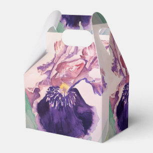 Pretty Purple Iris Floral Birthday Cake Favour Box
