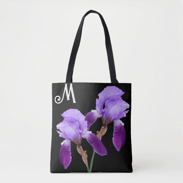 Pretty purple iris floral boho M monogram cute   Tote Bag (Front)