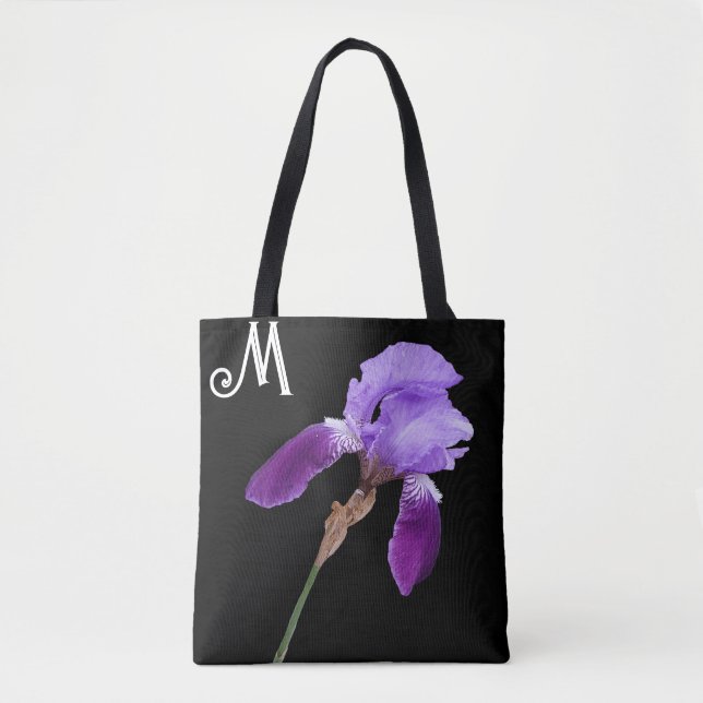 Pretty purple iris floral boho M monogram cute   Tote Bag (Front)