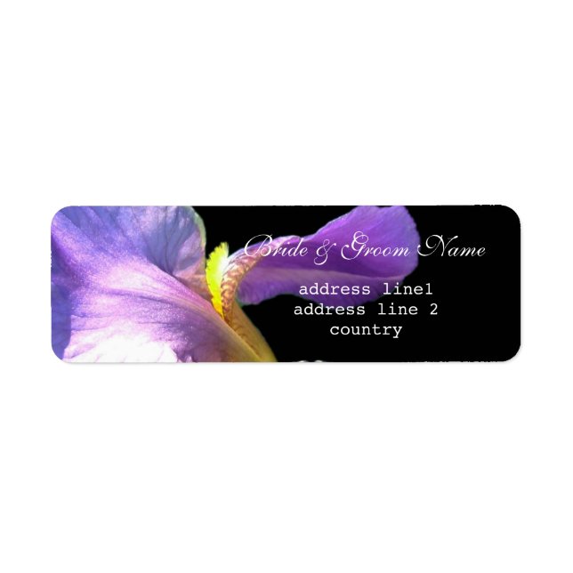 Pretty purple iris flower bride and groom address (Front)