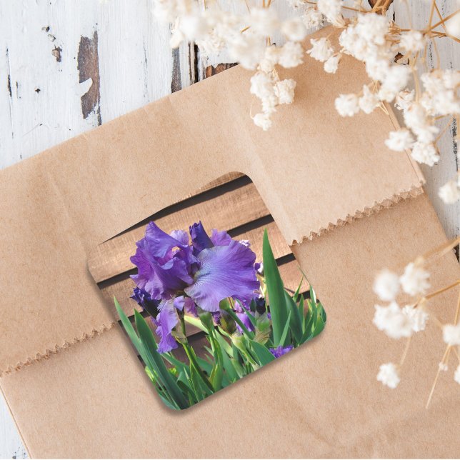 Pretty Purple Iris Flowers Square Sticker (Creator Uploaded)