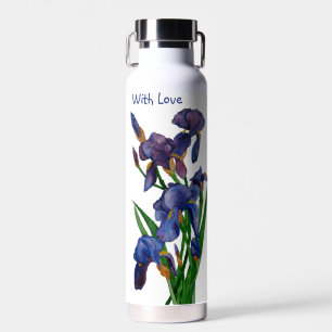 Pretty Purple Iris watercolour  Water Bottle