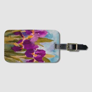 Pretty purple irises, fine art floral luggage tag