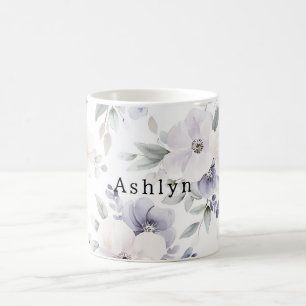 Pretty Purple Ivory Lavender Flowers Coffee Mug