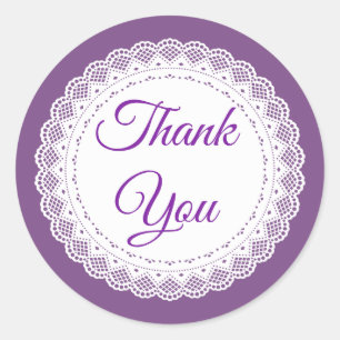 Pretty  Purple Lace Thank You Stickers