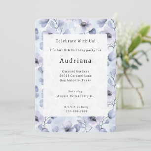 Pretty Purple Lavender Flowers Birthday Invitation