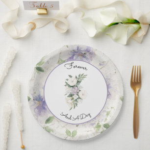 Pretty Purple Lavender Flowers Paper Plate