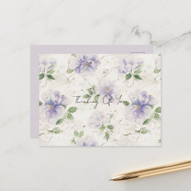 Pretty Purple Lavender Flowers Postcard (Front/Back In Situ)